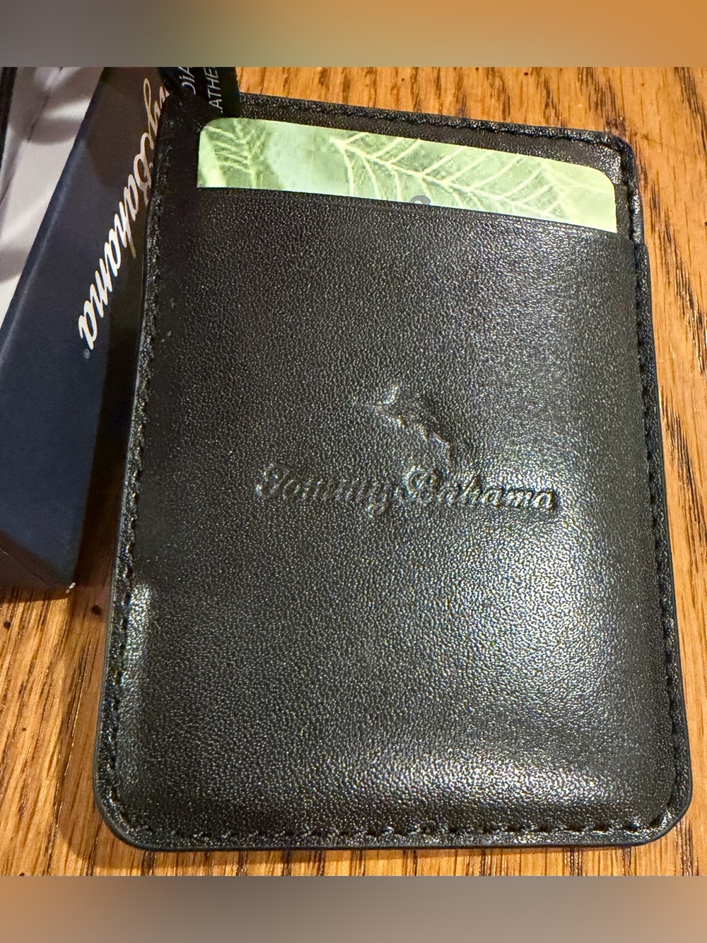 NWT Tommy Bahama Mag Safe Phone Wallet, black leather, 2 card slots